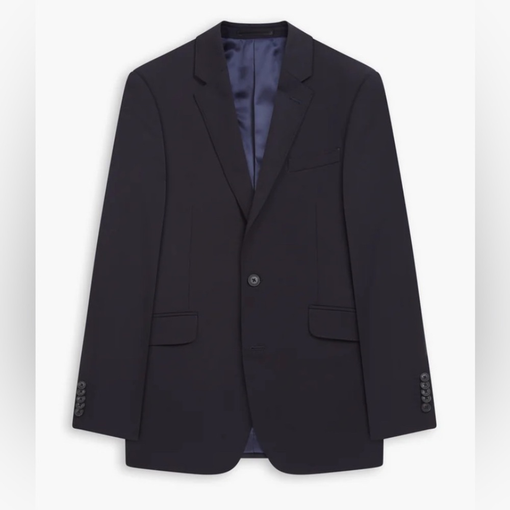 TM Lewin Super 120’s Merino Wool SlimFit Twobutton Blazer Blue Preppy Academic